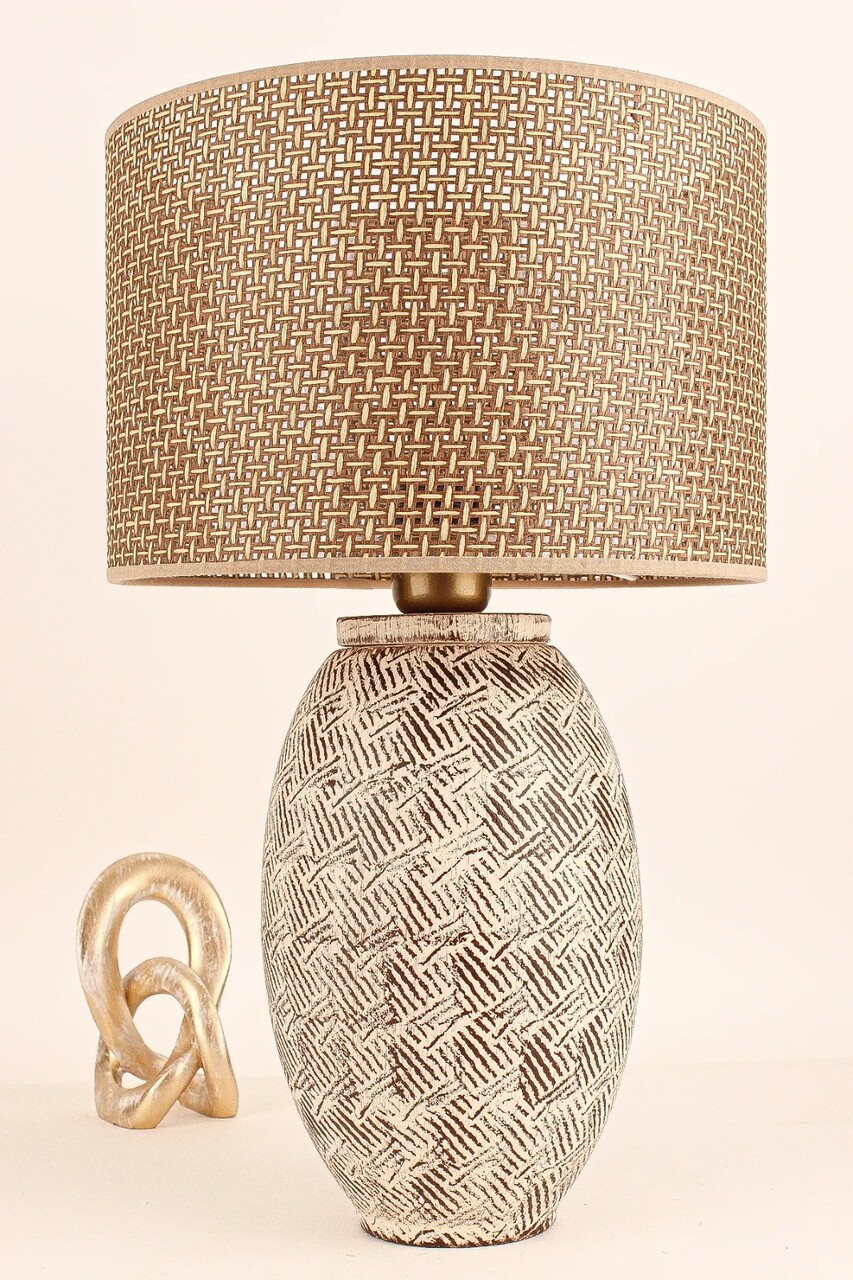 Lampa de masa, Opviq, 687HMY2351, Maro / Crem / Stejar - imagine 4